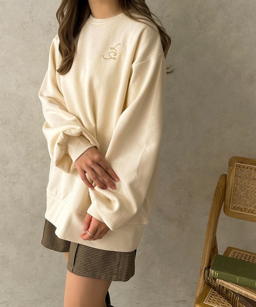 apres jour clair(アプレジュールクレア)の「【apres jour clair】ワンポイント刺繍スウェット【ZOZOTOWN限定アイテム】(スウェット・レディース・アイボリー/ブラウン系その他・X-LARGE/フリー)」の8枚目の写真
