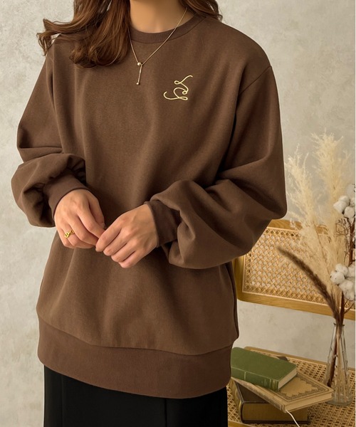 apres jour clair(アプレジュールクレア)の「【apres jour clair】ワンポイント刺繍スウェット【ZOZOTOWN限定アイテム】(スウェット・レディース・アイボリー/ブラウン系その他・X-LARGE/フリー)」の12枚目の写真