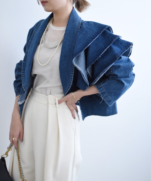 Eimee Law（エイミーロウ）の「アシメフリルデニムジャケット