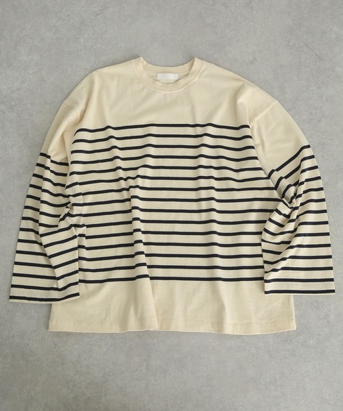 SENSE OF PLACE by URBAN RESEARCH(センスオブプレイスバイアーバンリサーチ)の「『ユニセックス』パネルボーダーエクストラルーズTシャツ(Tシャツ/カットソー・メンズ・ブルー/カーキ/ネイビー・MEDIUM/LARGE)」の12枚目の写真