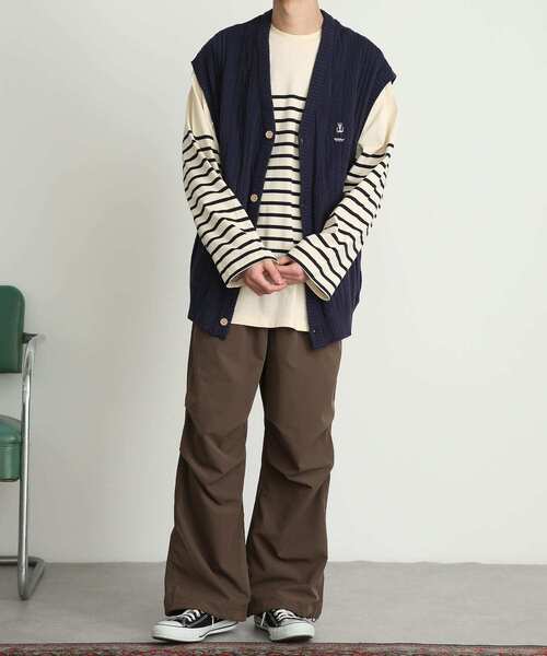 SENSE OF PLACE by URBAN RESEARCH(センスオブプレイスバイアーバンリサーチ)の「『ユニセックス』パネルボーダーエクストラルーズTシャツ(Tシャツ/カットソー・メンズ・ブルー/カーキ/ネイビー・MEDIUM/LARGE)」の20枚目の写真