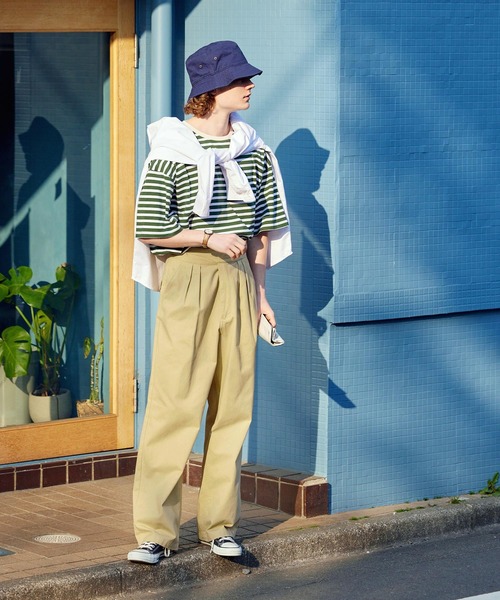 EMMA clothes★メンズ長袖★綿★ホワイトネイビーシャツ★ EMMA CLOTHES 「EMMA CLOTHES」 長袖Tシャツ L ホワイト メンズ