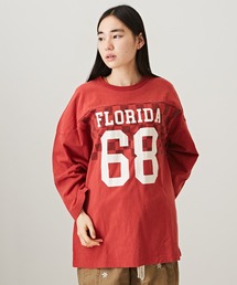 TOBILA（トビラ）の「コットンスラブ天竺カットソーフットボールTシャツ（Tシャツ/カットソー）」