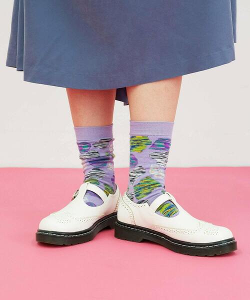 FRAPBOIS（フラボア）の「モザイクソックス（ソックス/靴下・レディース・ベージュ/パープル/ブラック・FREE）」の7枚目の写真