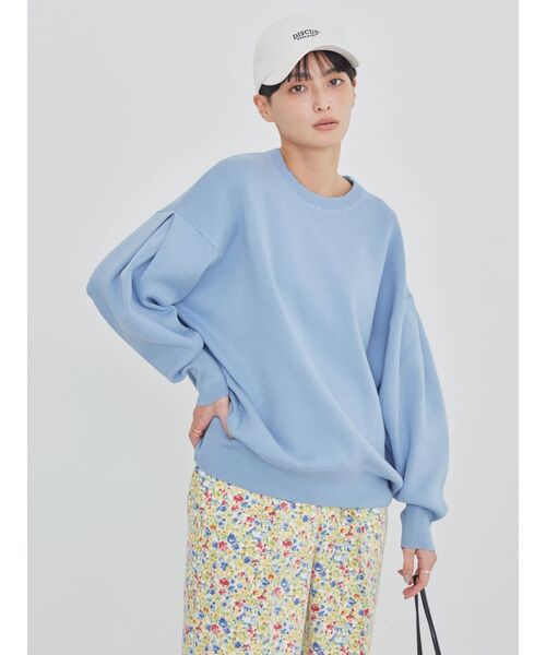 AMERICAN HOLIC（アメリカンホリック）の「袖タックニットプルオーバー（ニット/セーター・レディース・グリーン/イエロー/オフホワイト/サックスブルー・M/L）」の8枚目の写真