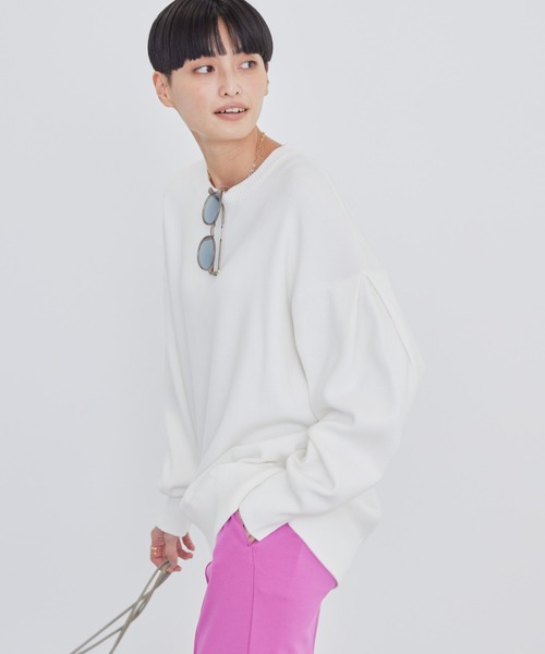 AMERICAN HOLIC（アメリカンホリック）の「袖タックニットプルオーバー（ニット/セーター・レディース・グリーン/イエロー/オフホワイト/サックスブルー・M/L）」の2枚目の写真