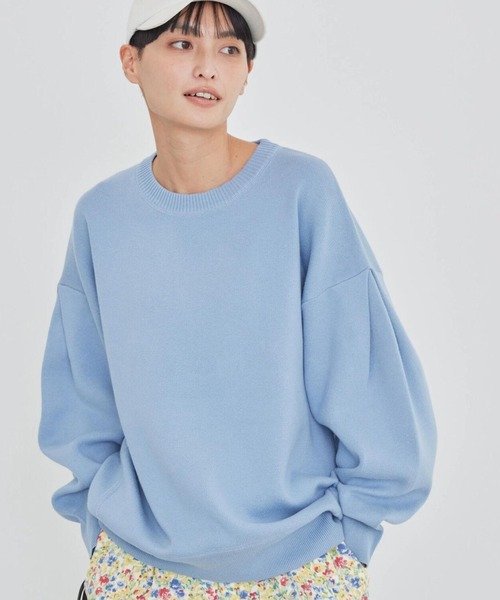 AMERICAN HOLIC（アメリカンホリック）の「袖タックニットプルオーバー（ニット/セーター・レディース・グリーン/イエロー/オフホワイト/サックスブルー・M/L）」の4枚目の写真