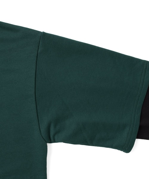 GLAZOS（グラソス）の「ミニ裏毛・袖裾レイヤードTシャツ（Tシャツ/カットソー・キッズ・グリーン/ブラック/ホワイト・140cm/160cm/170cm/150cm）」の12枚目の写真