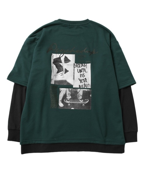 GLAZOS（グラソス）の「ミニ裏毛・袖裾レイヤードTシャツ（Tシャツ/カットソー・キッズ・グリーン/ブラック/ホワイト・140cm/160cm/170cm/150cm）」の8枚目の写真