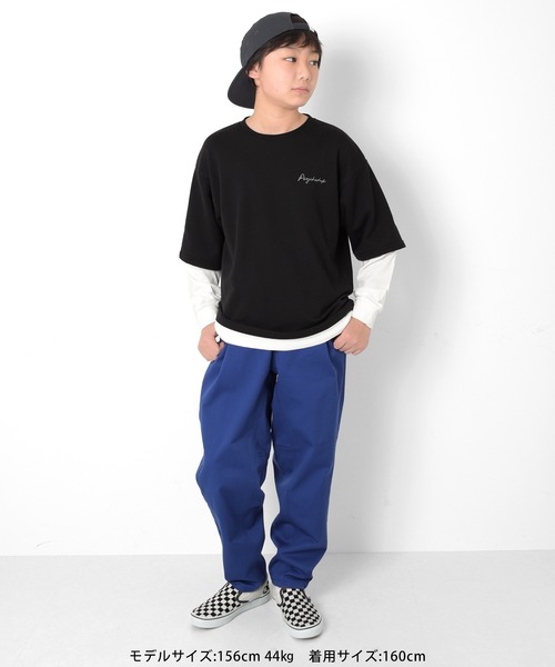 GLAZOS（グラソス）の「ミニ裏毛・袖裾レイヤードTシャツ（Tシャツ/カットソー・キッズ・グリーン/ブラック/ホワイト・140cm/160cm/170cm/150cm）」の20枚目の写真