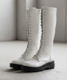 レディースのブーツ（ホワイト/白色系・レースアップ