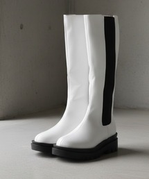 LibertyDoll/+5cm 軽量厚底 スクエアトラックソールロングブーツ(9090/9091)