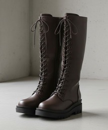LibertyDoll/+5cm 軽量厚底 スクエアトラックソールロングブーツ(9090/9091)