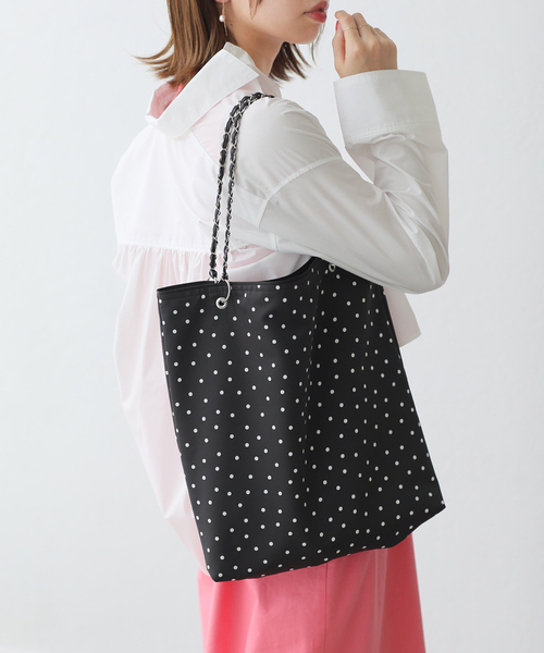 La TOTALITE(ラトータリテ)の「《追加》ドットトートBAG(トートバッグ・レディース・ネイビー/ブラック系その他/ブラック/ダークブルー・FREE)」の2枚目の写真