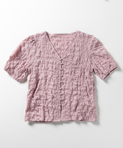 me+em select(ミームセレクト)の「ミニボタンパフスリーブシャーリングブラウス(Tシャツ/カットソー・レディース・ピンク/ベージュ/グリーン・FREE)」の20枚目の写真