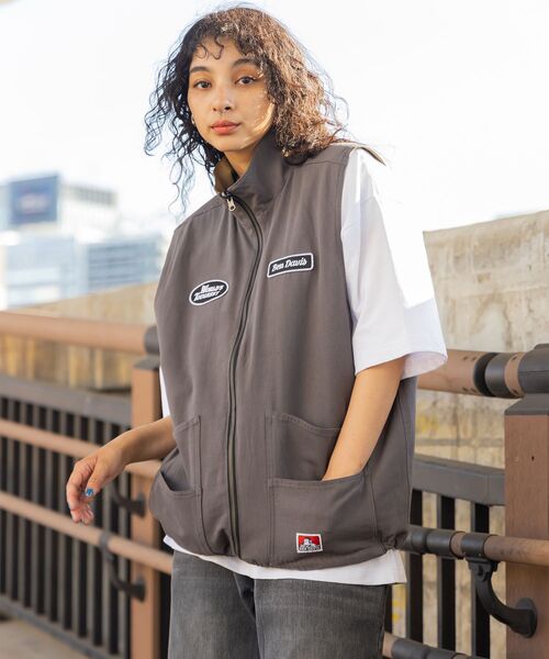 BEN DAVIS（ベンデイビス）の「【BEN DAVIS(ベンデイビス)】REVERSIBLE STAND COLLAR VEST / リバーシブル スタンドカラー ワッペン ベスト（ベスト・メンズ・カーキ/ブルー系その他/チャコール・MEDIUM/LARGE/X-LARGE）」の9枚目の写真