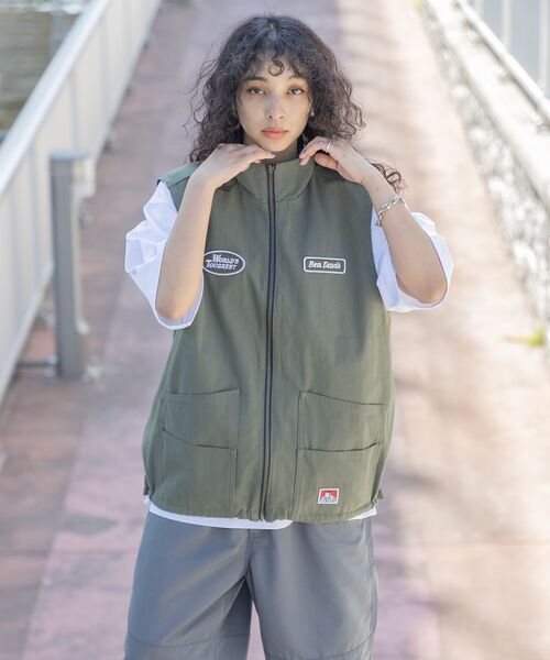 BEN DAVIS（ベンデイビス）の「【BEN DAVIS(ベンデイビス)】REVERSIBLE STAND COLLAR VEST / リバーシブル スタンドカラー ワッペン ベスト（ベスト・メンズ・カーキ/ブルー系その他/チャコール・MEDIUM/LARGE/X-LARGE）」の15枚目の写真