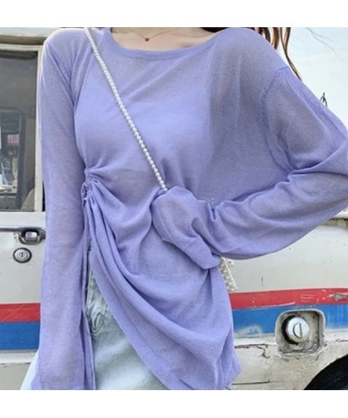 Sakka(サッカ)の「シャーリングトップス(Tシャツ/カットソー・レディース・ブラック/グリーン/パープル/ホワイト・M/L/XL/XX-LARGE/XXXL)」の4枚目の写真