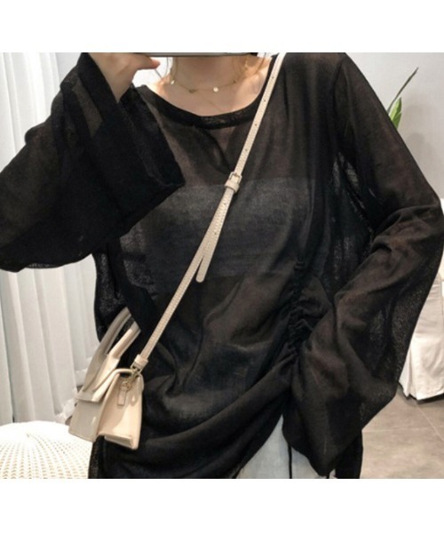 Sakka(サッカ)の「シャーリングトップス(Tシャツ/カットソー・レディース・ブラック/グリーン/パープル/ホワイト・M/L/XL/XX-LARGE/XXXL)」の2枚目の写真