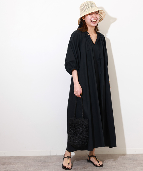 568u*ジャーナルスタンダード レリューム ラグランギャザー ワンピース. リネンコットンラグランギャザーワンピース（ワンピース