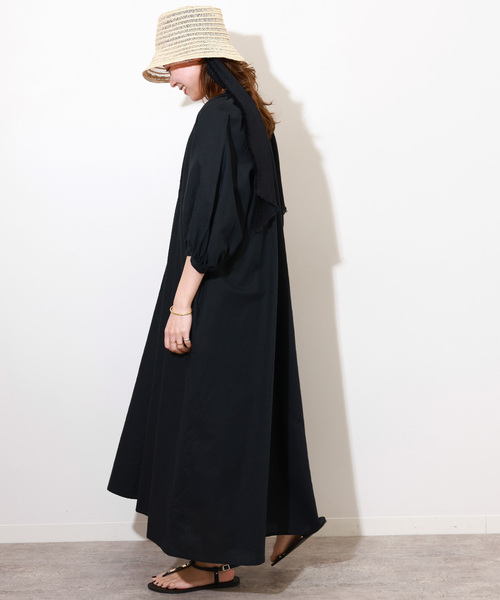 《追加2》リネンコットンラグランギャザーワンピース