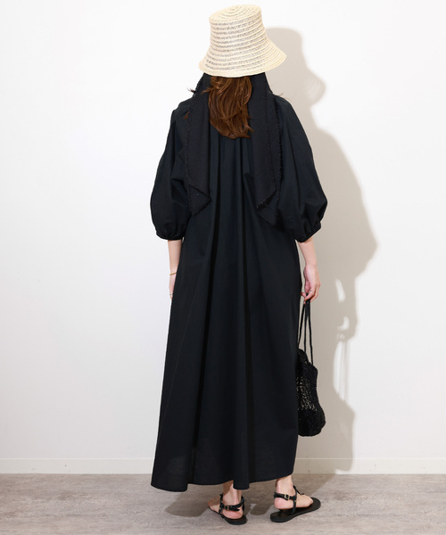 《追加2》リネンコットンラグランギャザーワンピース
