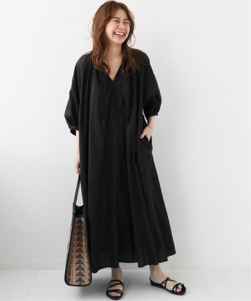 《追加2》リネンコットンラグランギャザーワンピース