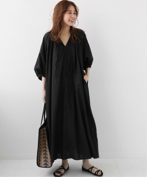 《追加2》リネンコットンラグランギャザーワンピース