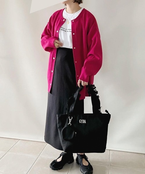 GYDA（ジェイダ）の「GYDA(ジェイダ) ミニポーチ付きフリンジハンドルトートバッグ キャンバス GY-B041A（トートバッグ・レディース・アイボリー/ブラック・FREE）」の19枚目の写真