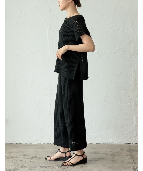 Re:EDIT（リエディ）の「[2023 SUMMER COLLECTION]無地orボーダーフィッシュネットニットチュニック（ニット/セーター・レディース・アイボリー/ホワイト×ブラック/ブラック/モカ・LARGE/MEDIUM）」の18枚目の写真