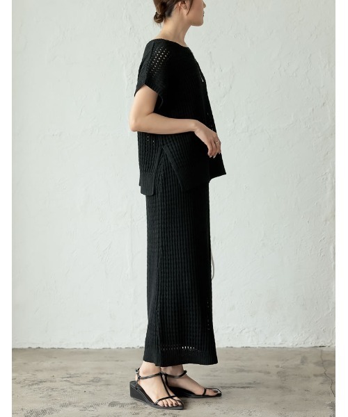 Re:EDIT（リエディ）の「[2023 SUMMER COLLECTION]無地orボーダーフィッシュネットニットチュニック（ニット/セーター・レディース・アイボリー/ホワイト×ブラック/ブラック/モカ・LARGE/MEDIUM）」の20枚目の写真