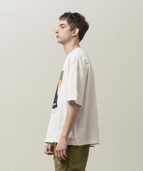 SLICK（スリック）の「ドロップショルダープリントTシャツ(Perspective)（Tシャツ/カットソー・メンズ・ホワイト/ブラック・1/2/3）」の12枚目の写真