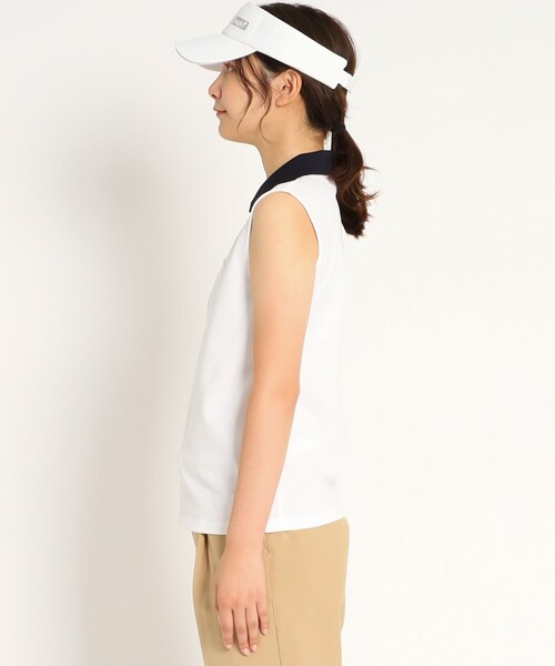 adabat（アダバット）の「バイカラー ノースリーブポロシャツ（ポロシャツ・レディース・パープル/ダークネイビー/ホワイト・36/38/40）」の20枚目の写真