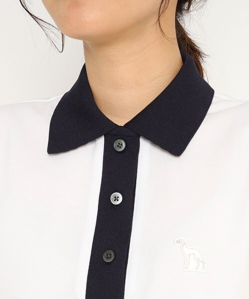 adabat（アダバット）の「バイカラー ノースリーブポロシャツ（ポロシャツ・レディース・パープル/ダークネイビー/ホワイト・36/38/40）」の8枚目の写真