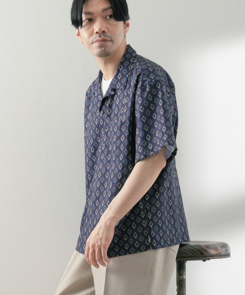 ITEMS URBANRESEARCH（アイテムズ アーバンリサーチ）の「小紋プリント オープンカラー半袖シャツ（シャツ/ブラウス・メンズ・オフホワイト/ネイビー/グレー系その他・MEDIUM/LARGE）」の10枚目の写真