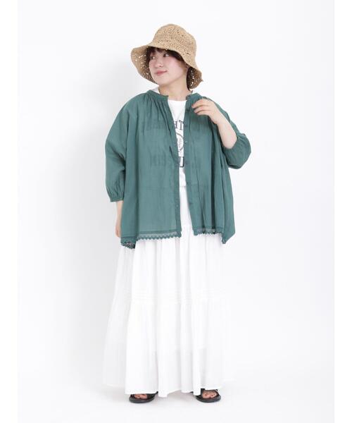 Samansa Mos2(サマンサ モスモス)の「サンドウォッシュカレッジロゴプリントTシャツ(Tシャツ/カットソー・レディース・ネイビー/オフホワイト/サックスブルー/ピンク・F)」の5枚目の写真