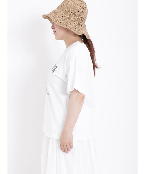 Samansa Mos2(サマンサ モスモス)の「サンドウォッシュカレッジロゴプリントTシャツ(Tシャツ/カットソー・レディース・ネイビー/オフホワイト/サックスブルー/ピンク・F)」の7枚目の写真