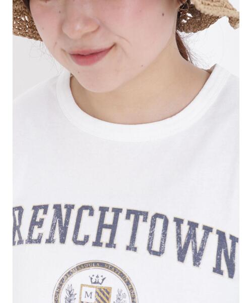 Samansa Mos2(サマンサ モスモス)の「サンドウォッシュカレッジロゴプリントTシャツ(Tシャツ/カットソー・レディース・ネイビー/オフホワイト/サックスブルー/ピンク・F)」の10枚目の写真