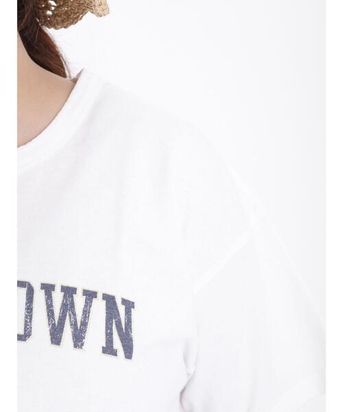 Samansa Mos2(サマンサ モスモス)の「サンドウォッシュカレッジロゴプリントTシャツ(Tシャツ/カットソー・レディース・ネイビー/オフホワイト/サックスブルー/ピンク・F)」の11枚目の写真