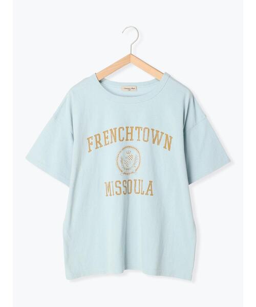 Samansa Mos2(サマンサ モスモス)の「サンドウォッシュカレッジロゴプリントTシャツ(Tシャツ/カットソー・レディース・ネイビー/オフホワイト/サックスブルー/ピンク・F)」の16枚目の写真