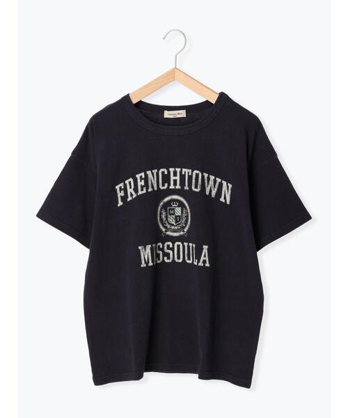 Samansa Mos2(サマンサ モスモス)の「サンドウォッシュカレッジロゴプリントTシャツ(Tシャツ/カットソー・レディース・ネイビー/オフホワイト/サックスブルー/ピンク・F)」の17枚目の写真