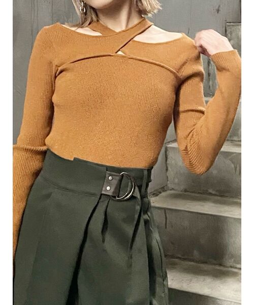 MURUA（ムルーア）の「ランダムカットリブニット（ニット/セーター・レディース・ブルー/ブラック/オレンジ/ホワイト・FREE）」の4枚目の写真