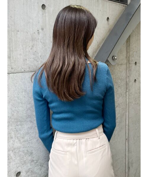 MURUA（ムルーア）の「ランダムカットリブニット（ニット/セーター・レディース・ブルー/ブラック/オレンジ/ホワイト・FREE）」の5枚目の写真