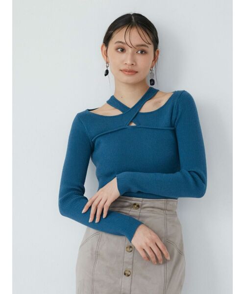 MURUA（ムルーア）の「ランダムカットリブニット（ニット/セーター・レディース・ブルー/ブラック/オレンジ/ホワイト・FREE）」の13枚目の写真