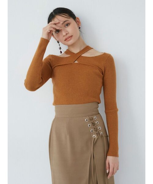 MURUA（ムルーア）の「ランダムカットリブニット（ニット/セーター・レディース・ブルー/ブラック/オレンジ/ホワイト・FREE）」の15枚目の写真