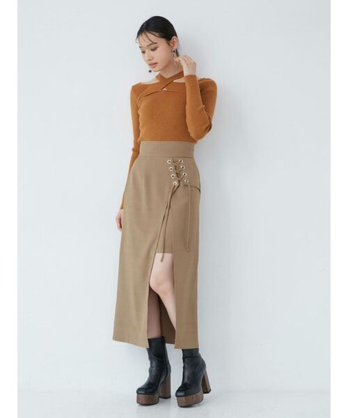 MURUA（ムルーア）の「ランダムカットリブニット（ニット/セーター・レディース・ブルー/ブラック/オレンジ/ホワイト・FREE）」の17枚目の写真