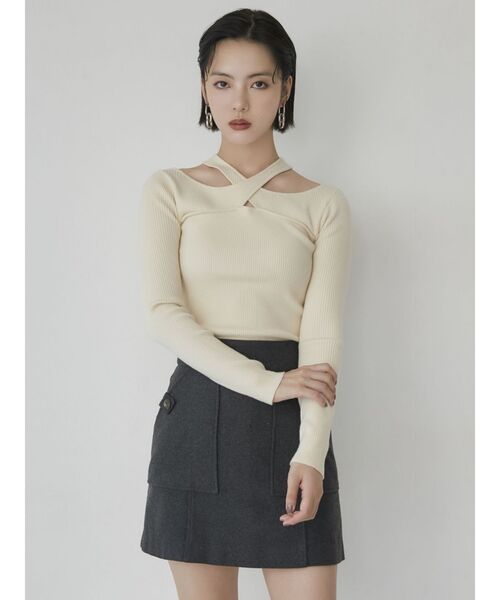 MURUA（ムルーア）の「ランダムカットリブニット（ニット/セーター・レディース・ブルー/ブラック/オレンジ/ホワイト・FREE）」の20枚目の写真