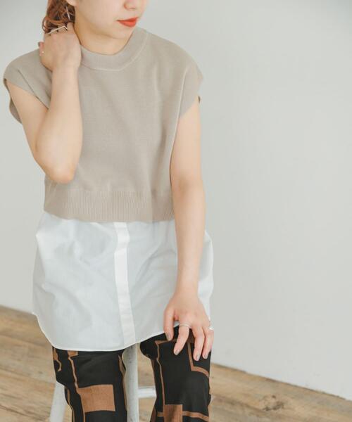 ITEMS URBANRESEARCH(アイテムズ アーバンリサーチ)の「ミラノリブフレンチレイヤードニット(ニット/セーター・レディース・レッド系その他/ベージュ/ネイビー・FREE)」の2枚目の写真