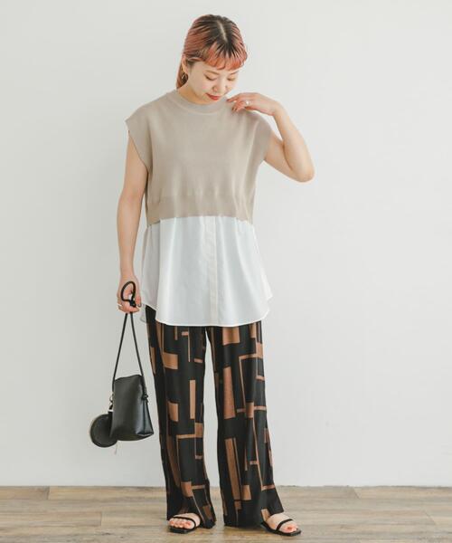 ITEMS URBANRESEARCH(アイテムズ アーバンリサーチ)の「ミラノリブフレンチレイヤードニット(ニット/セーター・レディース・レッド系その他/ベージュ/ネイビー・FREE)」の6枚目の写真