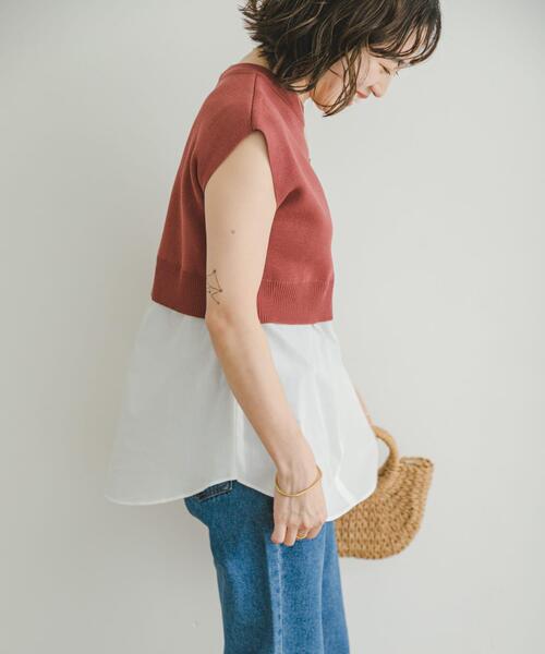 ITEMS URBANRESEARCH(アイテムズ アーバンリサーチ)の「ミラノリブフレンチレイヤードニット(ニット/セーター・レディース・レッド系その他/ベージュ/ネイビー・FREE)」の10枚目の写真